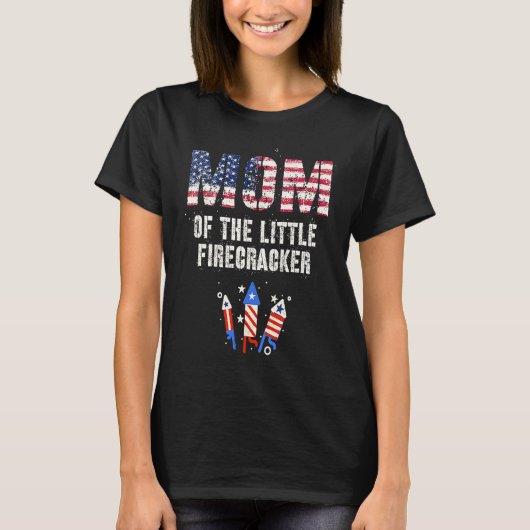 T-shirt 4th July Kids MOM Of The Little FIRECRACKER Birthd (Devant)