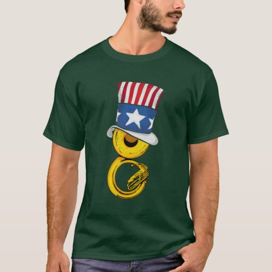 T-shirt 4th Of July America Men Marching Band Sousaphone f (Devant)