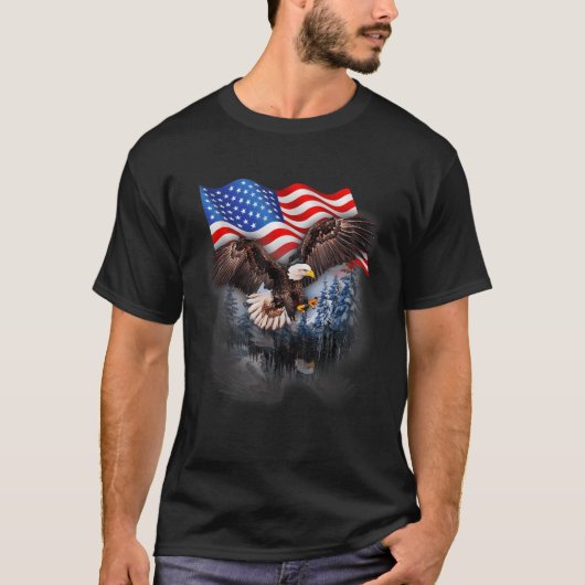 T-shirt 4Th Of July American Flag Bald Eagle (Devant)