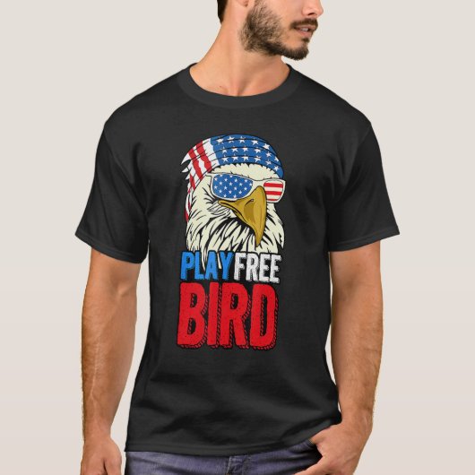 T-shirt 4th Of July American Flag Bald Eagle Mullet Play F (Devant)