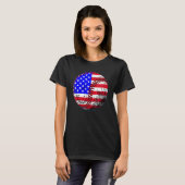 T-shirt 4th Of July Baseball American Flag Patriotic Weath (Devant entier)