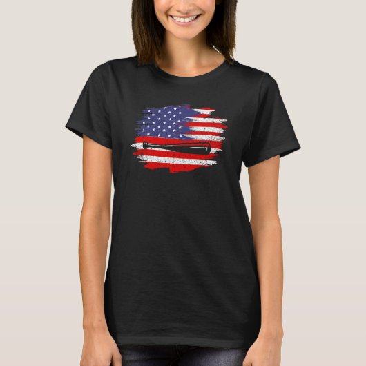 T-shirt 4th of July Baseball   American Flag With Bat Patr (Devant)