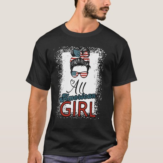 T-shirt 4th of July Bleached Daughter USA All American Gir (Devant)