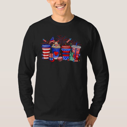 T-shirt 4th Of July Coffee Cups Patriotic Independence Cof (Devant)