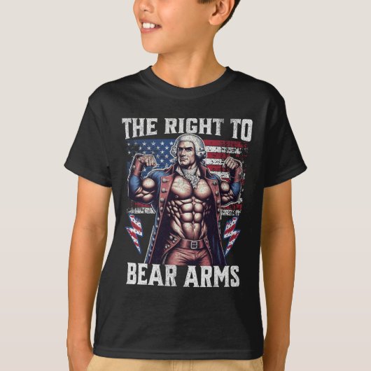 T-shirt 4th Of July Dad Usa Flag 2nd Bear Arms Bodybuildin (Devant)