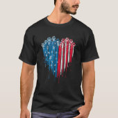 T-shirt 4th Of July Dog Paw Heart American Flag (Devant)