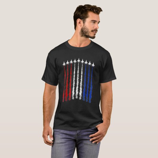 T-shirt 4th Of July Fighter Jet Airplane Flying American F (Devant entier)