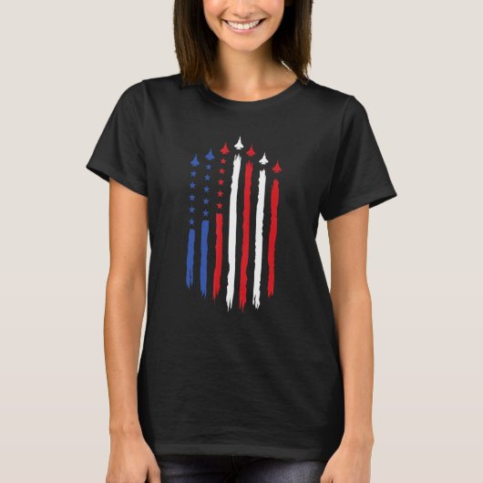 T-shirt 4th of July Fighter Jets with USA American Flag Ce (Devant)