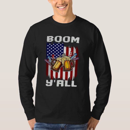 T-shirt 4th Of July Fireworks Party Boom Ya ll US Flag Pat (Devant)