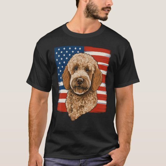 T-shirt 4th Of July Goldendoodle on Patriotic American Gol (Devant)