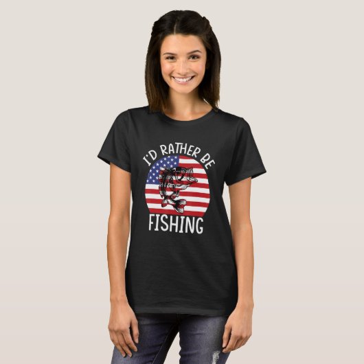 T-shirt 4th of July I d Rather Be Fishing 6 (Devant entier)
