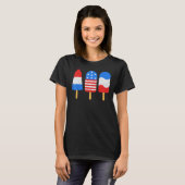 T-shirt 4th Of July Ice Pops Red White Blue American Flag  (Devant entier)