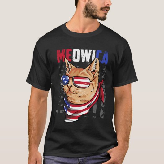 T-shirt 4th of July Meowica Patriotic   For Cat (Devant)