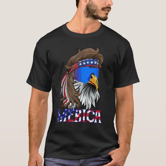T-shirt 4th Of July Merica Eagle Mullet US American Flag P (Devant)