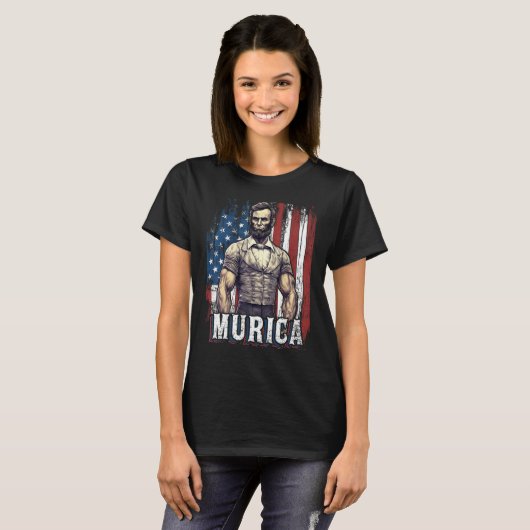T-shirt 4th of July Patriotic Abraham Lincoln Graphic Jul (Devant entier)