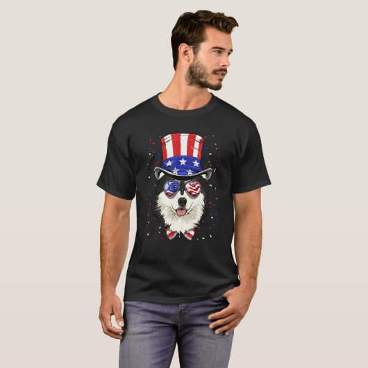 T-shirt 4th of July Patriotic Alaskan Malamute American US (Devant entier)