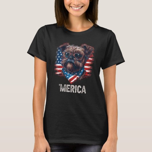 T-shirt 4th Of July Patriotic Brussels Griffon Dog Merica (Devant)