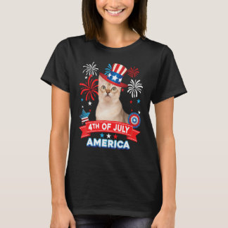 T-shirt 4th Of July Patriotic Day Singapura Cat Independen