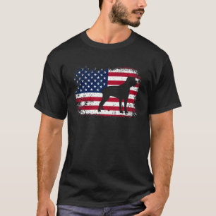 T-shirt 4th of July Patriotic Dog Maman Papa US Flag Cane 