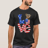 T-shirt 4th Of July Patriotic Love Yorkshire Terrier Ameri (Devant)