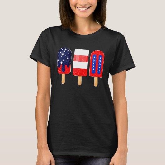 T-shirt 4th of July Popsicle American Flag Patriotic Summe (Devant)