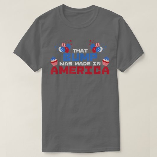 T-shirt 4th of July Pregnancy Bump Que Made America380 (Design devant)