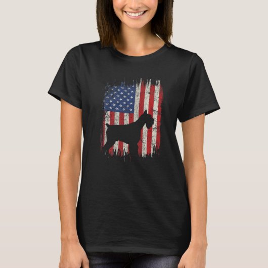 T-shirt 4th Of July Schnauzer American Flag Patriotic Dog (Devant)