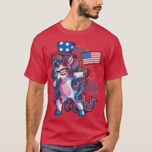 T-shirt 4th of July Unicorn  Girls Kids Women American Dab