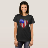 T-shirt 4th Of July Us American Flag Heart For Independenc (Devant entier)