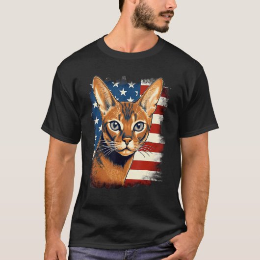 T-shirt 4th Of July US Flag Abyssinian Cat 1 (Devant)
