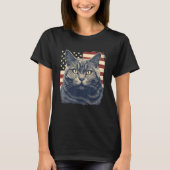 T-shirt 4th Of July US Flag Chartreux Cat (Devant)