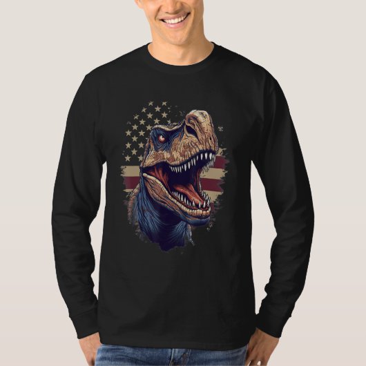 T-shirt 4th Of July US Flag Dinosaur 1 (Devant)