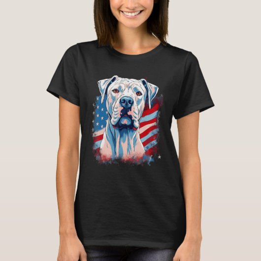 T-shirt 4th Of July US Flag Dogo Argentino Dog 1 (Devant)
