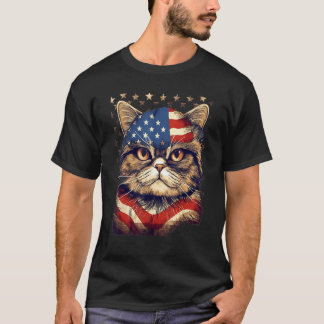 T-shirt 4th Of July US Flag Exotic Shorthair Cat