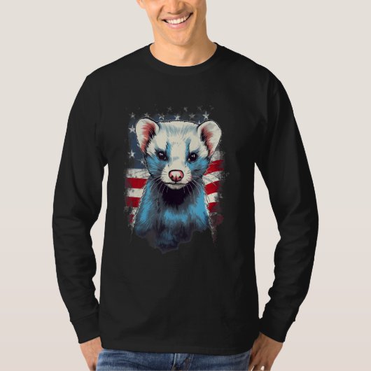T-shirt 4th Of July US Flag Ferret 1 (Devant)