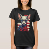 T-shirt 4th Of July US Flag Hairless Sphinx Cat (Devant)