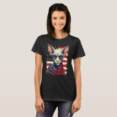 T-shirt 4th Of July US Flag Hairless Sphinx Cat (Devant entier)