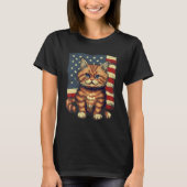 T-shirt 4th Of July US Flag Munchkin Cat (Devant)