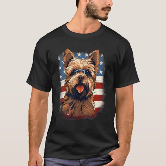 T-shirt 4th Of July US Flag Norfolk Terrier Dog (Devant)