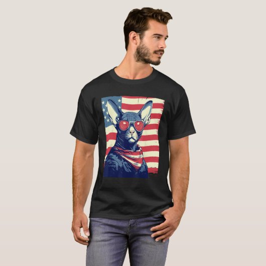 T-shirt 4th Of July US Flag Sphinx Cat (Devant entier)