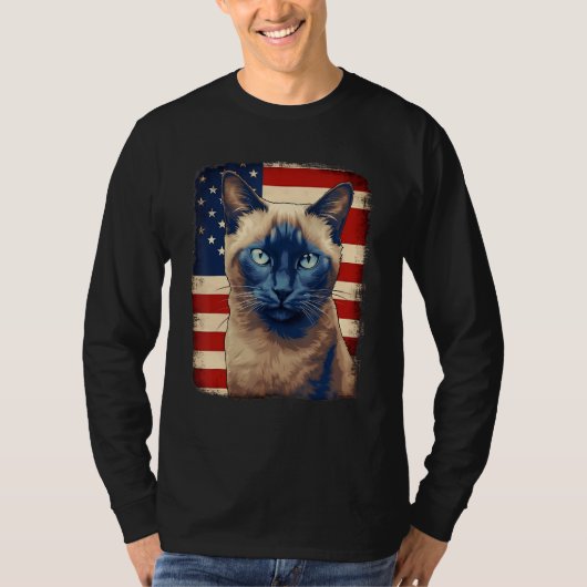 T-shirt 4th Of July US Flag Tonkinese Cat (Devant)