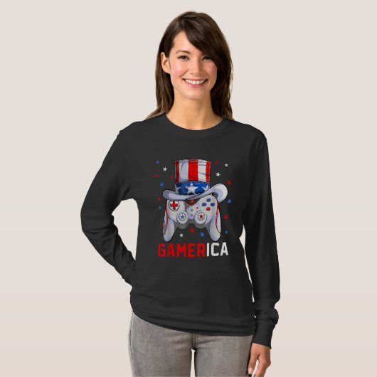 T-shirt 4th Of July Video Game American Flag Uncle Sam Gam (Devant entier)