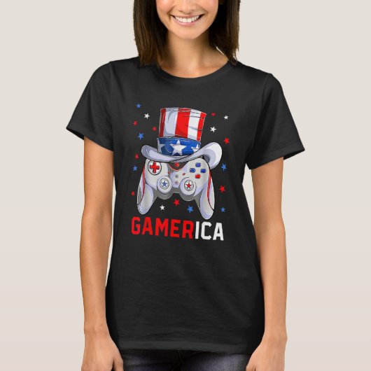 T-shirt 4th Of July Video Game American Flag Uncle Sam Gam (Devant)