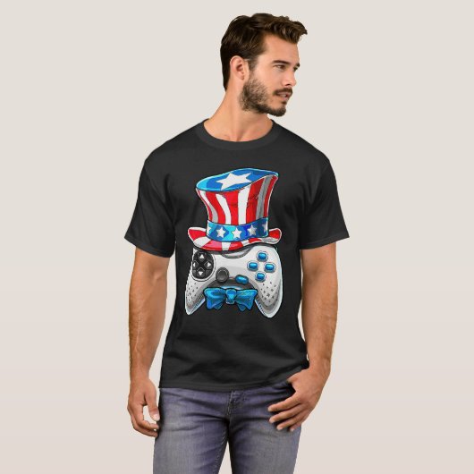 T-shirt 4th Of July Video Game American Flag Uncle Sam Gam (Devant entier)