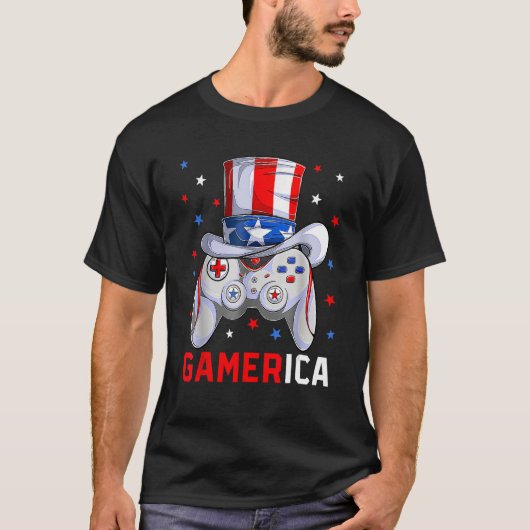 T-shirt 4th Of July Video Game American Flag Uncle Sam Gam (Devant)