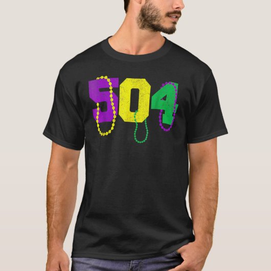 T-shirt 504 Beads Funny Mardi Gras New Orleans Carnival Fe (Devant)