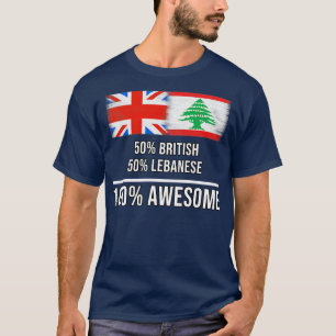 T-shirt 50 Anglais 50 Libanais 100 Cadeau fantastique pour