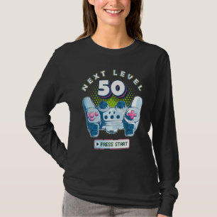 T-shirt 50 Anniversaire Joueur Niveau 50 suivant Contrôleu