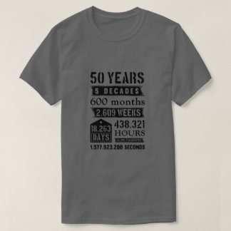 T-shirt 50 Ans 5 Décades 600 Mois Anniversaire Fête Naissa