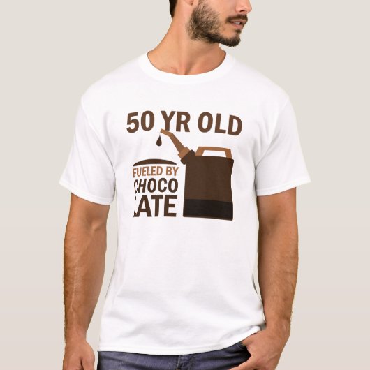 T-shirt 50 ans alimentés par le chocolat (Devant)
